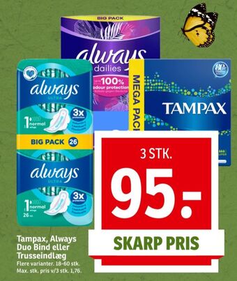 SPAR Tampax tamponer tilbud
