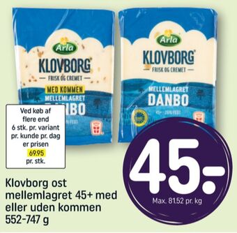 REMA 1000 Klovborg skæreost danbo mellemlagret 45+ tilbud