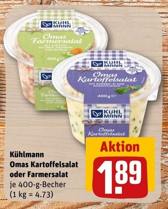 REWE DE Kühlmann Omas Kartoffelsalat oder Farmersalat tilbud