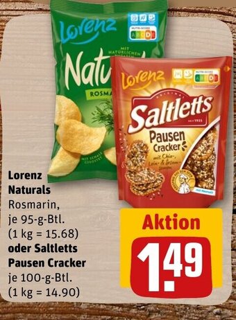 REWE DE Lorenz Naturals oder Saltletts Pausen Cracker tilbud