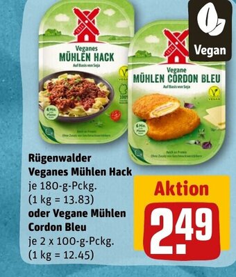 REWE DE Rügenwalder Veganes Mühlen Hack oder Vegane Mühlen Cordon Bleu tilbud