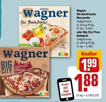 REWE DE Wagner Die Backfrische Mozzarella oder Big City Pizza Budapest tilbud