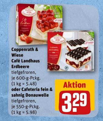 REWE DE Coppenrath & Wiese Café Landhaus Erdbeere oder Cafeteria fein & sahnig Donauwelle tilbud