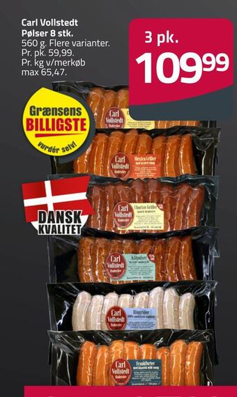 Fleggaard Carl vollstedt pølser 8 stk tilbud