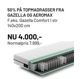 Drømmeland 50% på topmadrasser fra gazella og aeromax tilbud