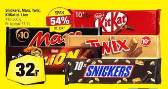 Calle Snickers, mars, twix, kitkat el. lion tilbud