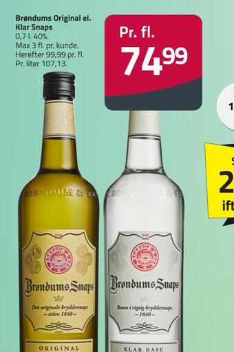 Fleggaard Brøndums original el. klar snaps tilbud