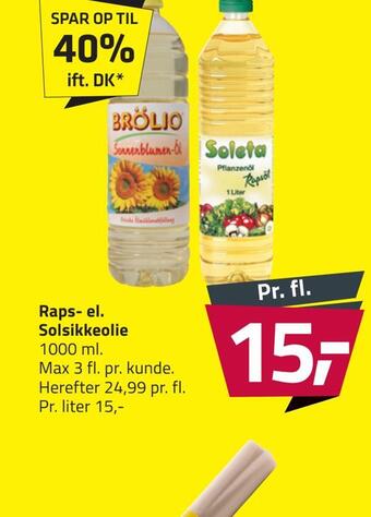 Fleggaard Raps- el. solsikkeolie tilbud
