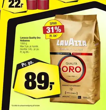 Calle Lavazza quality oro helbønne. tilbud