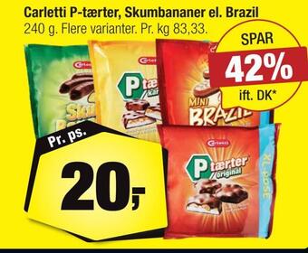 Carletti p-tærter, skumbananer el. brazil