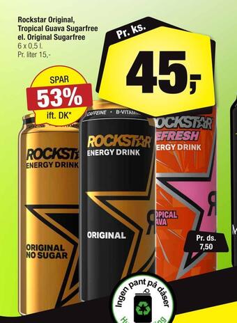 Rockstar original, tropical guava sugarfree el. original sugarfree