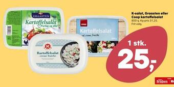 Kvickly K-salat, graasten eller coop kartoffelsalat tilbud