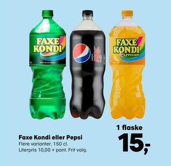 Kvickly Faxe kondi eller pepsi tilbud