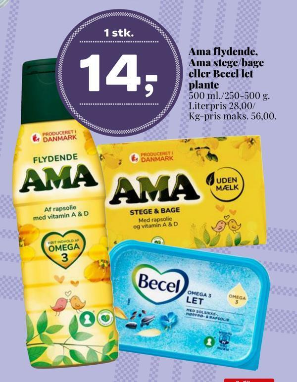 Dagli'Brugsen Ama flydende, ama stege/bage eller becel let plante tilbud