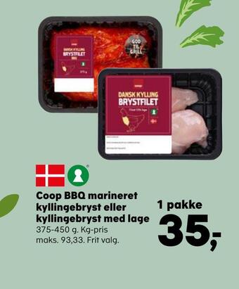 Kvickly Coop bbq marineret kyllingebryst eller kyllingebryst med lage tilbud
