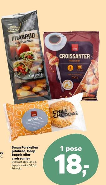 Kvickly Smag forskellen pitabrød, coop bagels eller croissanter tilbud