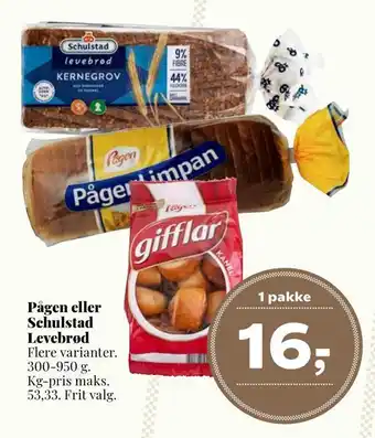 Dagli'Brugsen Pågen eller schulstad levebrød tilbud