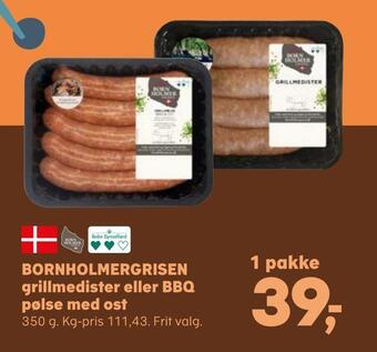 Kvickly Bornholmergrisen grillmedister eller bbq pølse med ost tilbud