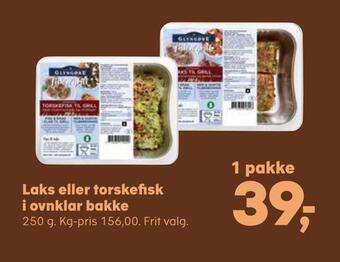 Kvickly Laks eller torskefisk i ovnklar bakke tilbud