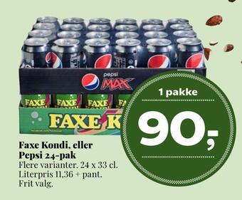 Dagli'Brugsen Faxe kondi, eller pepsi 24-pak tilbud