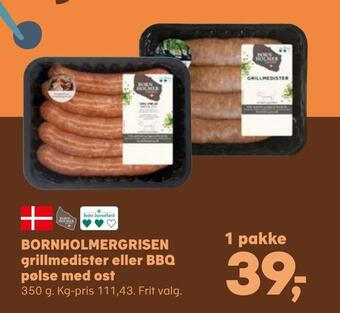 SuperBrugsen Bornholmergrisen grillmedister eller bbq pølse med ost tilbud