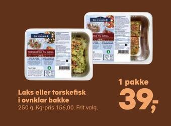 SuperBrugsen Laks eller torskefisk i ovnklar bakke tilbud