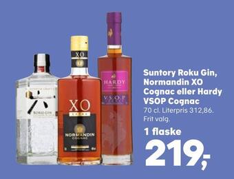 Kvickly Suntory roku gin, normandin xo cognac eller hardy vsop cognac tilbud