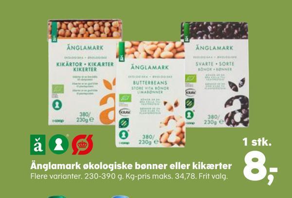 Kvickly Änglamark økologiske bønner eller kikærter tilbud