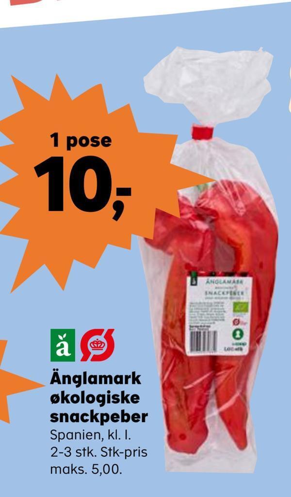 SuperBrugsen Änglamark økologiske snackpeber tilbud