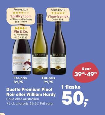 SuperBrugsen Duette premium pinot noir eller william hardy tilbud