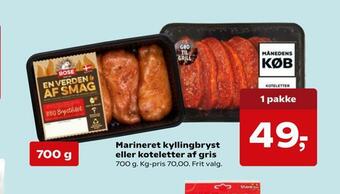 SuperBrugsen Marineret kyllingbryst eller koteletter af gris tilbud