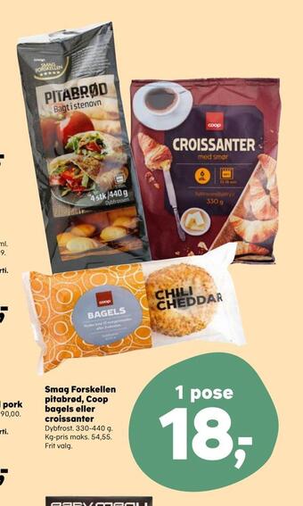 SuperBrugsen Smag forskellen pitabrød, coop bagels eller croissanter tilbud