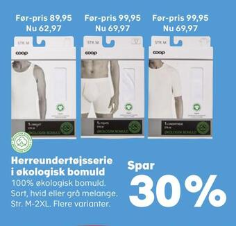 Kvickly Herreundertøjsserie i økologisk bomuld tilbud