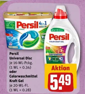 REWE DE Persil Universal Disc oder Colorwaschmittel Kraft Gel tilbud