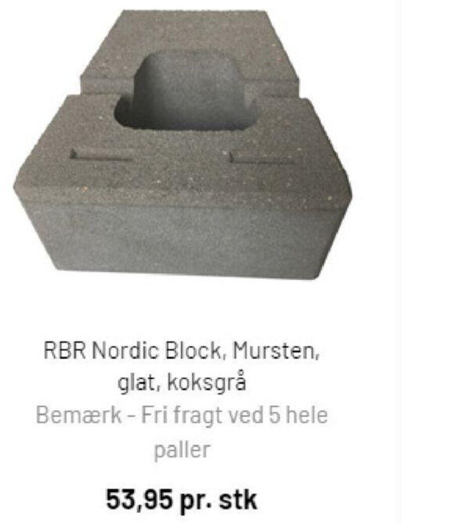 Silvan RBR Nordic Block, Mursten, glat, koksgrå tilbud