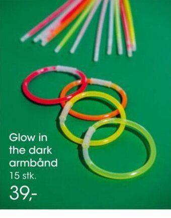 Bilka Glow in the dark armbånd 15 stk. tilbud