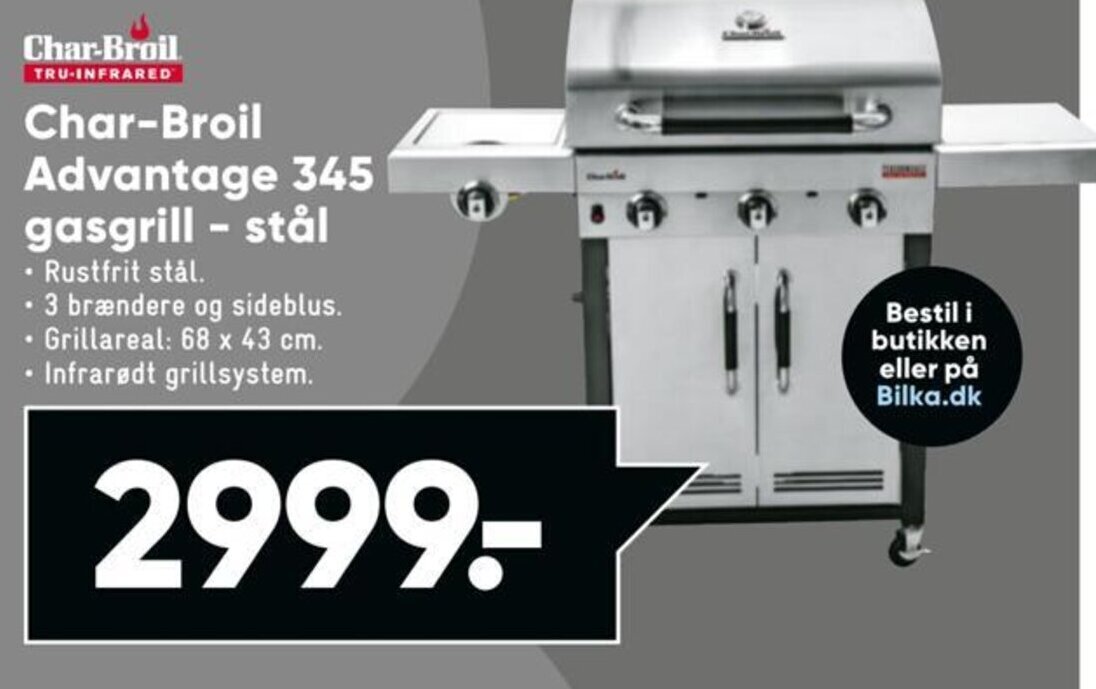 Bilka Char-Broil Advantage 345 gasgrill - stål tilbud
