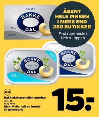 Bakkedal smør eller smørbar