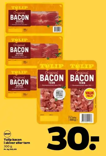 Netto Tulip bacon i skiver eller tern tilbud