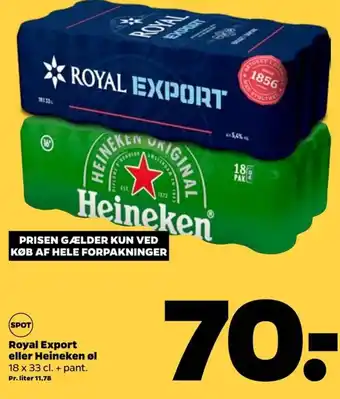 Netto Royal Export eller Heineken øl tilbud