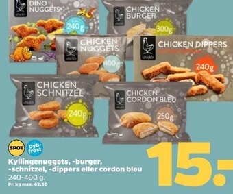 Netto Kyllingenuggets, -burger, -schnitzel, -dippers eller cordon bleu tilbud