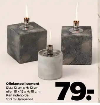 Olielampe i cement