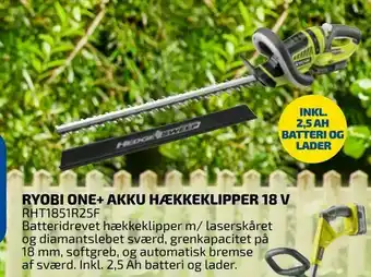 Davidsen Ryobi one+ akku hækkeklipper 18 V tilbud