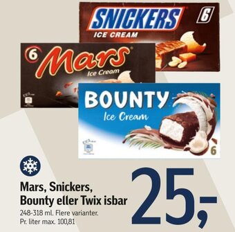 Mars, Snickers, Bounty eller Twix isbar