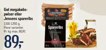 Føtex Gol megakobs-pølser eller Jensens spareribs tilbud