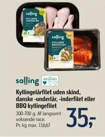 Føtex Kyllingelårfilet uden skind, danske -underlår, -inderfilet eller BBQ kyllingefilet tilbud