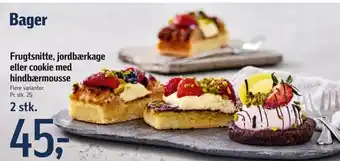 Føtex Frugtsnitte, jordbærkage eller cookie med hindbærmousse tilbud
