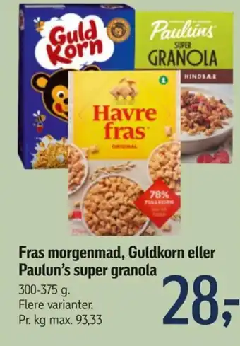 Føtex Fras morgenmad, Guldkorn eller aulun's super granola tilbud
