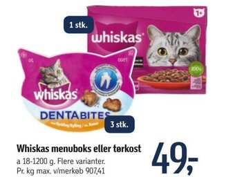 Føtex Whiskas menuboks eller tørkost tilbud