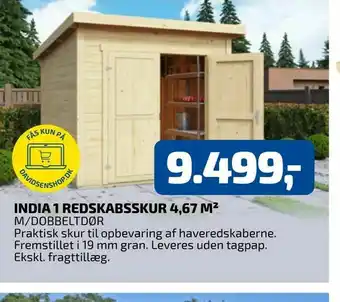 Davidsen India 1 redskabsskur 4,67 m2 tilbud